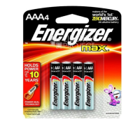 Energizer MAX E92/AAA BP4  LR03 RU (LR03/4BL MAX) (4 шт. в уп-ке)