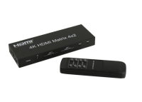 ORIENT HS0402H, HDMI 4K Matrix Switch 4-2, HDMI 1.4/3D, UHDTV 4K(3840x2160)/HDTV1080p/1080i/720p, HDCP1.2, EDID упр, аудио вых: 2x jack 3.5 mm/2x SPDIF, встр. ИК пр-к, пульт ДУ, вн.БП 5В/1А (31024)
