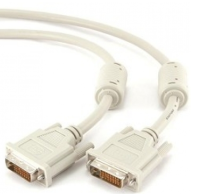 Кабель DVI-D dual link Gembird, 10м, 25M/25M, экран, феррит.кольца, пакет, белый [CC-DVI2-10M]
