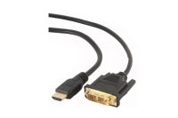 Кабель HDMI-DVI Cablexpert, 0.5м, 19M/19M, single link, черный, позол.разъемы, экран, пакет (CC-HDMI-DVI-0.5M)
