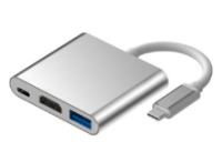 ORIENT Кабель-адаптер C029, USB3.1 Type-C (DisplayPort Alt mode) - HDMI+VGA+Audio, 4K@30Hz/ 1080p@60Hz, 0.15 метра, серебристый (31063)