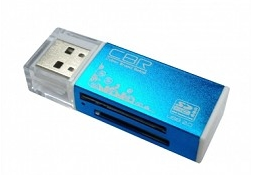 USB 2.0 Card reader CBR Human ("Glam") CR-424, синий цвет, All-in-one, Micro MS(M2), SD, T-flash, MS-DUO, MMC, SDHC,DV,MS PRO, MS, MS PRO DUO фото в интернет-магазине Business Service Group