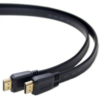 Кабель HDMI Gembird/Cablexpert , 1м, v1.4, 19M/19M, плоский кабель, черный, позол.разъемы, экран (CC-HDMI4F-1M)