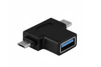 ORIENT Переходник USB 3.0 OTG, Af UC-302 - Type-Cm (24pin) + micro-Bm (5pin), черный
