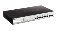 D-Link DGS-1210-10MP/FL1A Управляемый коммутатор 2 уровня с 8 портами 10/100/1000Base-T и 2 портами 1000Base-X SFP (8 портов с поддержкой PoE 802.3af/802.3at (30 Вт), PoE-бюджет 130 Вт)