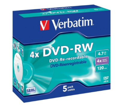 43285 Диски DVD-RW Verbatim 4-x, 4.7 Gb (Jewel Case, 5шт.) фото в интернет-магазине Business Service Group