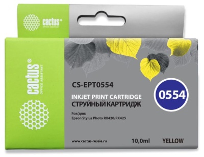 Картридж струйный Cactus CS-EPT0554 желтый (16мл) для Epson Stylus RX520/Stylus Photo R240 фото в интернет-магазине Business Service Group