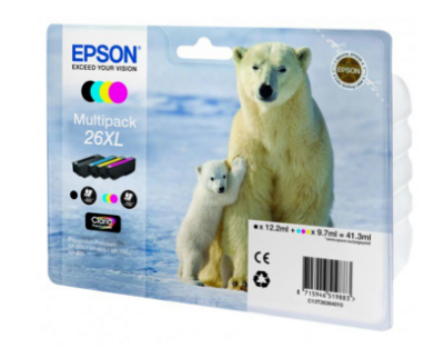 EPSON C13T26364010 Картридж 26XL для Epson Expression Premium XP-600/605/700, 4 цвета, 4clr Pig BK, CY, MA, YE (cons ink) фото в интернет-магазине Business Service Group