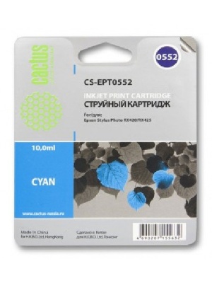 Картридж струйный Cactus CS-EPT0552 голубой (10мл) для Epson Stylus RX520/Stylus Photo R240 фото в интернет-магазине Business Service Group