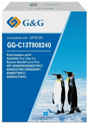 Картридж струйный G&G GG-C13T908240 голубой (70мл) для Epson WorkForce Pro WF-6090DW/6090DTWC/6090D2TWC/6590DWF фото в интернет-магазине Business Service Group