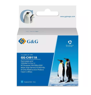 Картридж струйный G&G GG-C4911A голубой (72мл) для HP DJ 500/800C фото в интернет-магазине Business Service Group