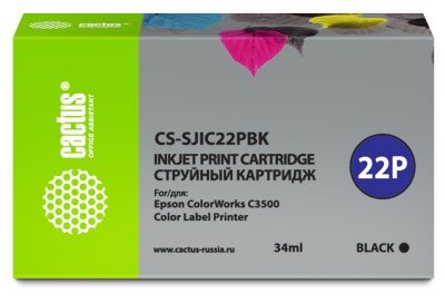 Картридж струйный Cactus CS-SJIC22PBK черный (34мл) для Epson ColorWorks C3500 фото в интернет-магазине Business Service Group