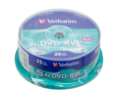 Verbatim  Диски DVD-RW  4.7Gb 4-х, 25 шт, Cake Box  (43639) фото в интернет-магазине Business Service Group