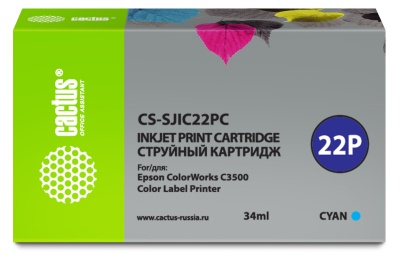 Картридж струйный Cactus CS-SJIC22PC голубой (34мл) для Epson ColorWorks C3500 фото в интернет-магазине Business Service Group