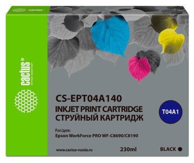 Картридж струйный Cactus CS-EPT04A140 T04A1 черный (230мл) для Epson WorkForce Pro WF-C8190, WF-C8690 фото в интернет-магазине Business Service Group