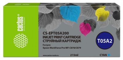Картридж струйный Cactus CS-EPT05A200 T05A2 голубой (215мл) для Epson WorkForce Pro WF-C878/C879 фото в интернет-магазине Business Service Group