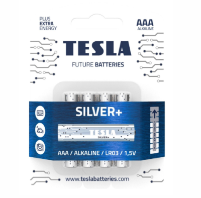 Tesla SILVER AAA+4ks Alkaline baterie AAA (LR03, микропальчиковая, блистер) блистер /4 шт)  (4 шт. в уп-ке) фото в интернет-магазине Business Service Group