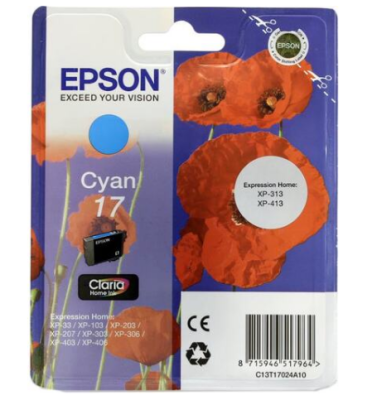EPSON C13T17024A10  17 CY для Epson Expression Home XP-33 / 103 / 203 / 207 / 303 / 306 / 403 / 406 (cons ink) фото в интернет-магазине Business Service Group
