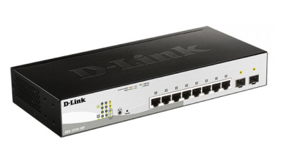 D-Link DGS-1210-10P/FL1A Управляемый коммутатор 2 уровня с 8 портами 10/100/1000Base-T и 2 портами 1000Base-X SFP (8 портов с поддержкой PoE 802.3af/802.3at (30 Вт), PoE бюджет 65 Вт) фото в интернет-магазине Business Service Group