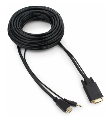 Cablexpert Кабель HDMI-VGA 19M/15M + 3.5Jack, 10м, черный, позол.разъемы, пакет (A-HDMI-VGA-03-10M) фото в интернет-магазине Business Service Group